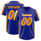 Custom Royal Gold Orange and White Side Stripe Pattern Authentic Football Jersey