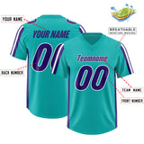 Custom Aqua Purple and White Side Stripe Pattern Authentic Football Jersey