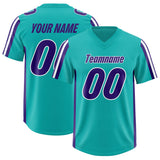 Custom Aqua Purple and White Side Stripe Pattern Authentic Football Jersey