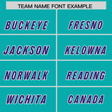 Custom Aqua Purple and White Side Stripe Pattern Authentic Football Jersey