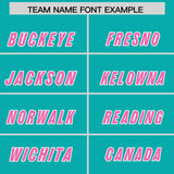 Custom Aqua Pink and White Side Stripe Pattern Authentic Football Jersey