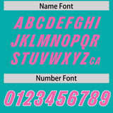 Custom Aqua Pink and White Side Stripe Pattern Authentic Football Jersey