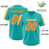 Custom Aqua Orange and White Side Stripe Pattern Authentic Football Jersey