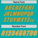 Custom Aqua Orange and White Side Stripe Pattern Authentic Football Jersey