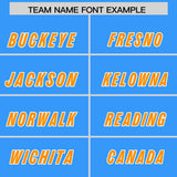 Custom Light Blue Orange and White Side Stripe Pattern Authentic Football Jersey