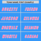 Custom Light Blue Pink and White Side Stripe Pattern Authentic Football Jersey