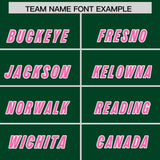Custom Green Pink and White Side Stripe Pattern Authentic Football Jersey