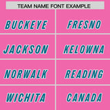 Custom Pink Aqua and White Side Stripe Pattern Authentic Football Jersey