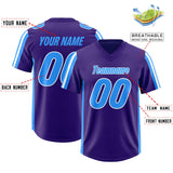 Custom Purple Light Blue and White Side Stripe Pattern Authentic Football Jersey