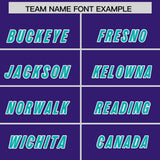 Custom Purple Aqua and White Side Stripe Pattern Authentic Football Jersey