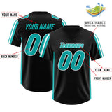 Custom Black Aqua and White Side Stripe Pattern Authentic Football Jersey