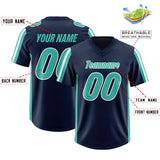 Custom Navy Bright Green and White Side Stripe Pattern Authentic Football Jersey