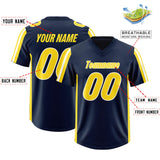 Custom Navy Gold and White Side Stripe Pattern Authentic Football Jersey
