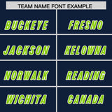 Custom Navy Neon Green and White Side Stripe Pattern Authentic Football Jersey