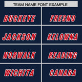 Custom Navy Red and White Side Stripe Pattern Authentic Football Jersey