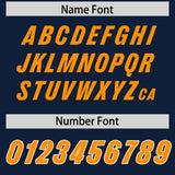 Custom Navy Orange and White Side Stripe Pattern Authentic Football Jersey