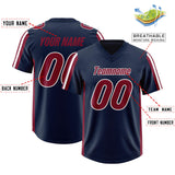 Custom Navy Cardinal and White Side Stripe Pattern Authentic Football Jersey