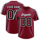Custom Cardinal Black and White Side Stripe Pattern Authentic Football Jersey