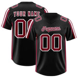 Custom Black Cardinal and White Side Stripe Pattern Authentic Football Jersey