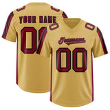 Custom Old Gold Cardinal and Black Side Stripe Pattern Authentic Football Jersey