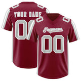 Custom Cardinal Gray and White Side Stripe Pattern Authentic Football Jersey