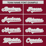 Custom Cardinal Gray and White Side Stripe Pattern Authentic Football Jersey