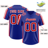 Custom Royal Red and White Side Stripe Pattern Authentic Football Jersey