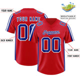 Custom Red Royal and White Side Stripe Pattern Authentic Football Jersey
