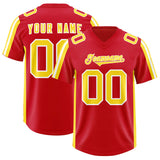 Custom Red Gold and White Side Stripe Pattern Authentic Football Jersey