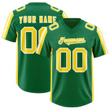 Custom Kelly Green Gold and White Side Stripe Pattern Authentic Football Jersey