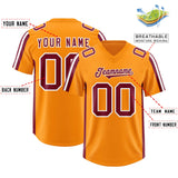 Custom Orange Crimson and White Side Stripe Pattern Authentic Football Jersey