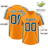 Custom Orange Panther Blue and White Side Stripe Pattern Authentic Football Jersey