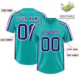 Custom Aqua Purple and White Side Stripe Pattern Authentic Football Jersey