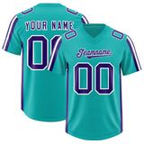 Custom Aqua Purple and White Side Stripe Pattern Authentic Football Jersey