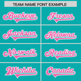 Custom Aqua Pink and White Side Stripe Pattern Authentic Football Jersey