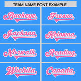 Custom Light Blue Pink and White Side Stripe Pattern Authentic Football Jersey