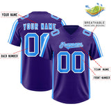 Custom Purple Light Blue and White Side Stripe Pattern Authentic Football Jersey