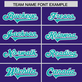 Custom Purple Aqua and White Side Stripe Pattern Authentic Football Jersey