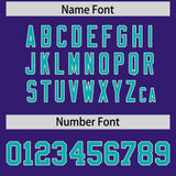 Custom Purple Aqua and White Side Stripe Pattern Authentic Football Jersey