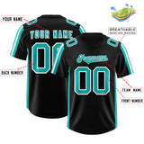 Custom Black Aqua and White Side Stripe Pattern Authentic Football Jersey