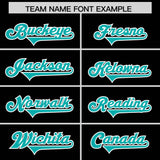 Custom Black Aqua and White Side Stripe Pattern Authentic Football Jersey