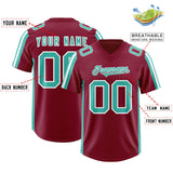 Custom Crimson Bright Green and White Side Stripe Pattern Authentic Football Jersey