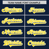 Custom Navy Gold and White Side Stripe Pattern Authentic Football Jersey