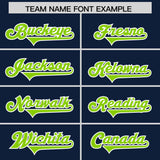 Custom Navy Neon Green and White Side Stripe Pattern Authentic Football Jersey