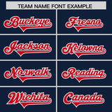 Custom Navy Red and White Side Stripe Pattern Authentic Football Jersey