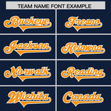 Custom Navy Orange and White Side Stripe Pattern Authentic Football Jersey