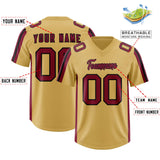 Custom Old Gold Cardinal and Black Side Stripe Pattern Authentic Football Jersey