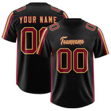 Custom Black Cardinal and Old Gold Side Stripe Pattern Authentic Football Jersey