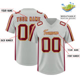 Custom Gray Crimson and Old Gold Side Stripe Pattern Authentic Football Jersey