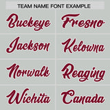 Custom Gray Crimson and White Side Stripe Pattern Authentic Football Jersey